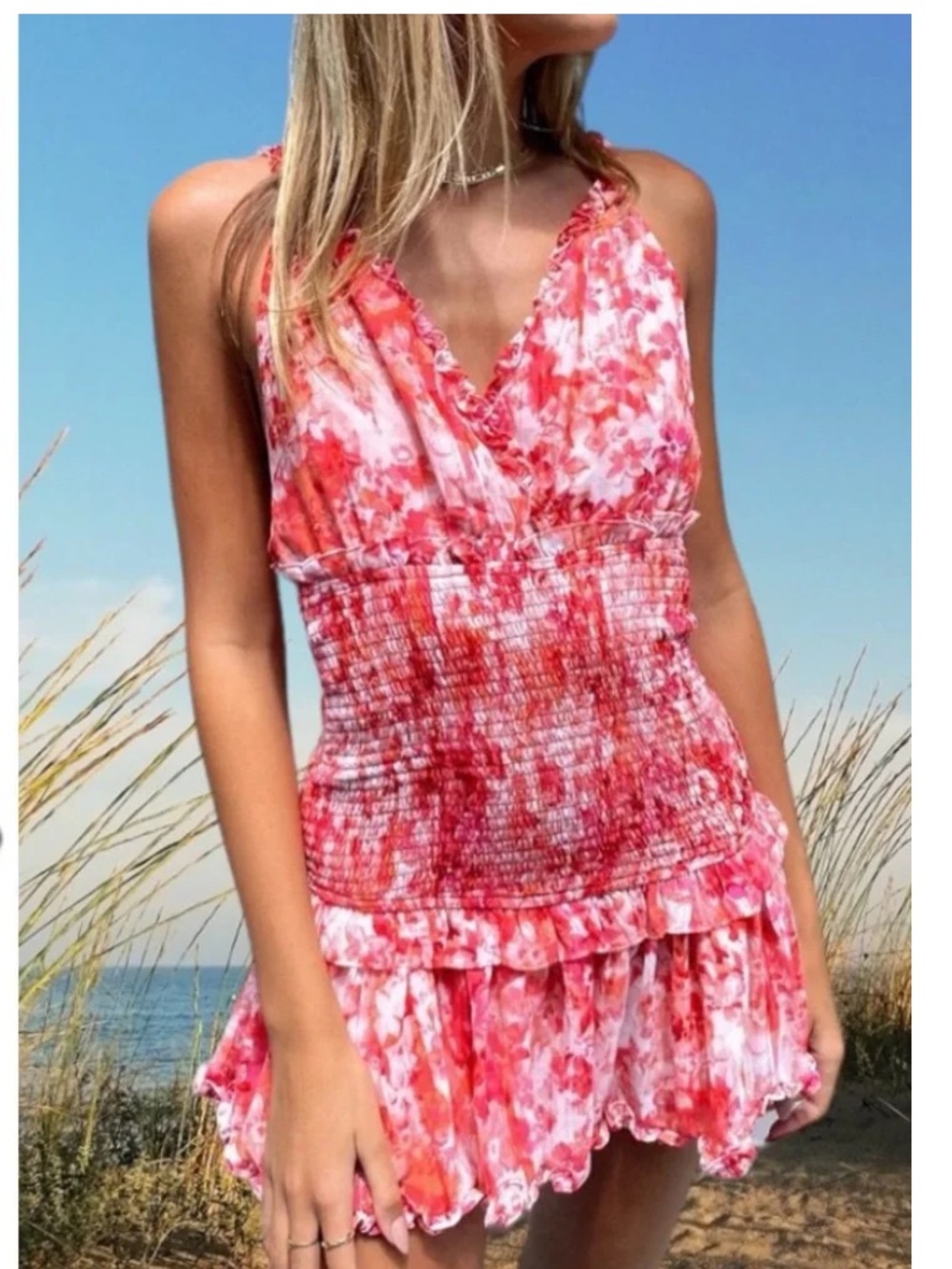 Isabelle’s Cabinet Smocked Floral Mini dress